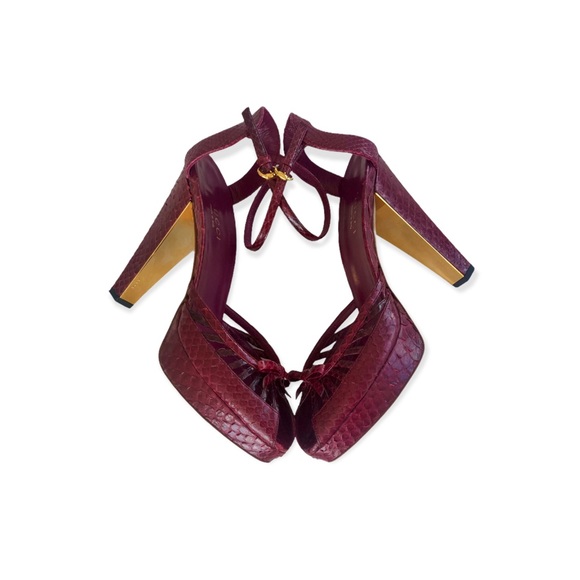 GUCCI Python Leather Platform Sandals - Picture 2 of 7